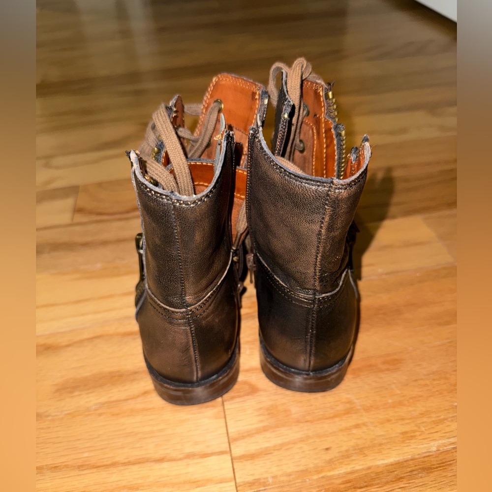 Mia Brown Leather Lace-Up Boots - Picture 8 of 10